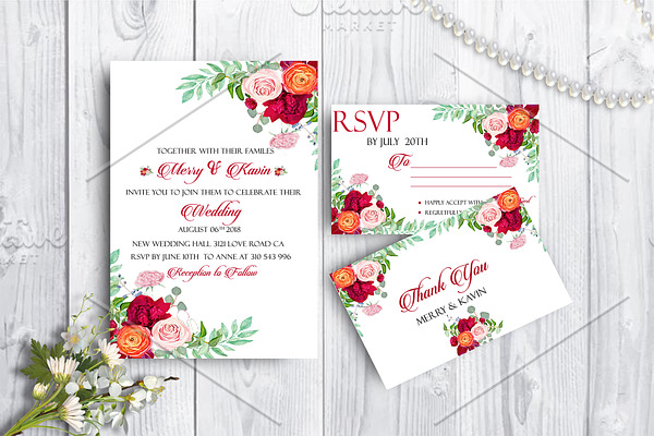 Floral Wedding Invitation cards