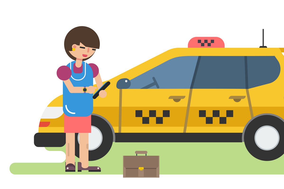 Business woman calls a taxi by phone in Illustrations - product preview 8