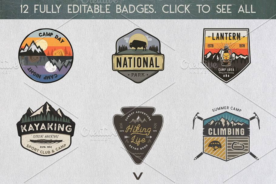 Retro Camp Badges / Outdoor Patches