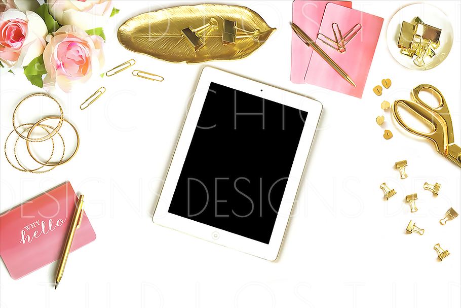 Feminine Desktop With iPad in Mobile & Web Mockups - product preview 8