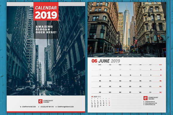 Wall Calendar 2019 (WC037-19) in Stationery Templates - product preview 5