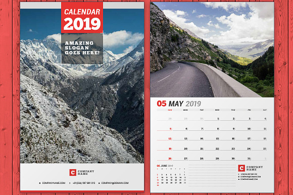 Wall Calendar 2019 (WC037-19) in Stationery Templates - product preview 6
