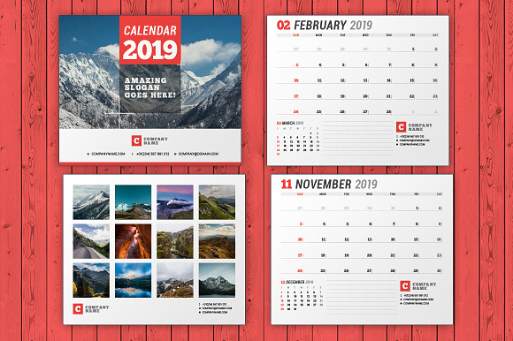 Wall Calendar 2019 (WC037-19) in Stationery Templates - product preview 8