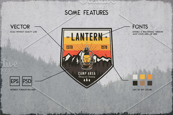 Retro Camp Badges / Outdoor Patches in Logo Templates - product preview 4
