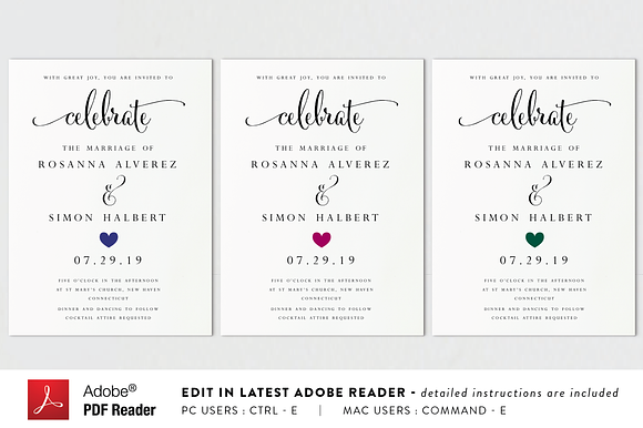 Wedding Invitation - Editable PDF in Wedding Templates - product preview 3