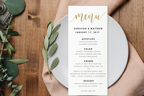Wedding Menu - Editable PDF in Stationery Templates - product preview 1
