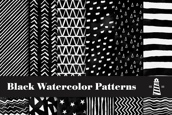Black Watercolor Patterns