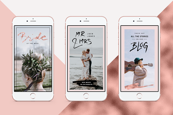 Rose Gold Instagram Stories Pack in Instagram Templates - product preview 4