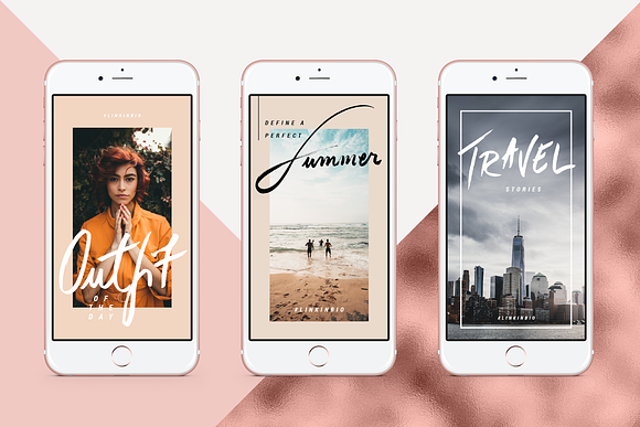 Rose Gold Instagram Stories Pack in Instagram Templates - product preview 5