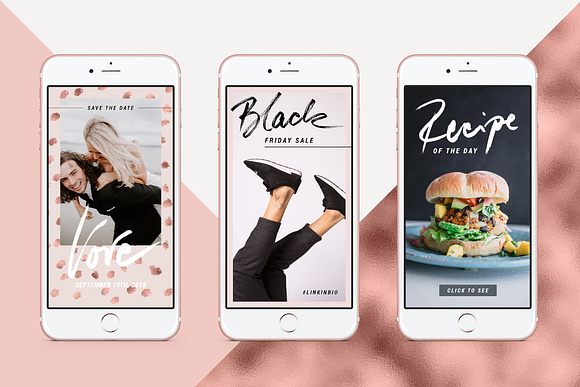 Rose Gold Instagram Stories Pack in Instagram Templates - product preview 7
