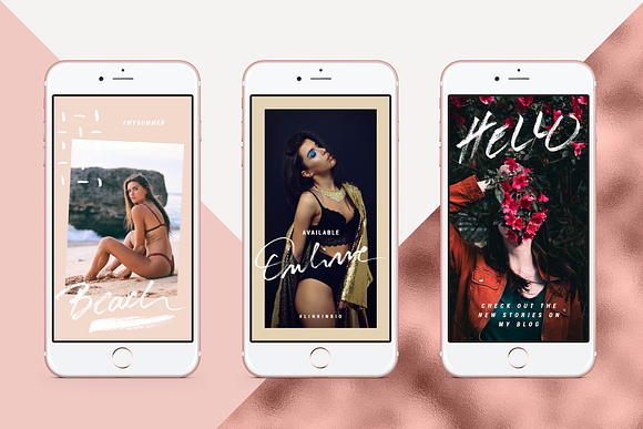 Rose Gold Instagram Stories Pack in Instagram Templates - product preview 9