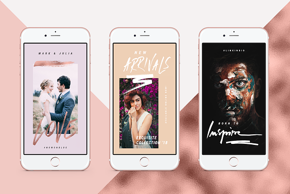 Rose Gold Instagram Stories Pack in Instagram Templates - product preview 10