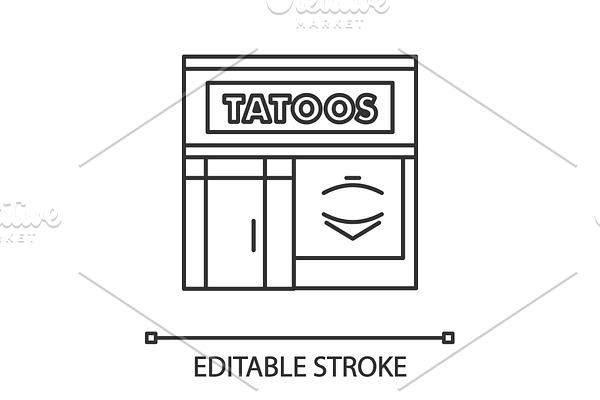 Tattoo studio facade linear icon
