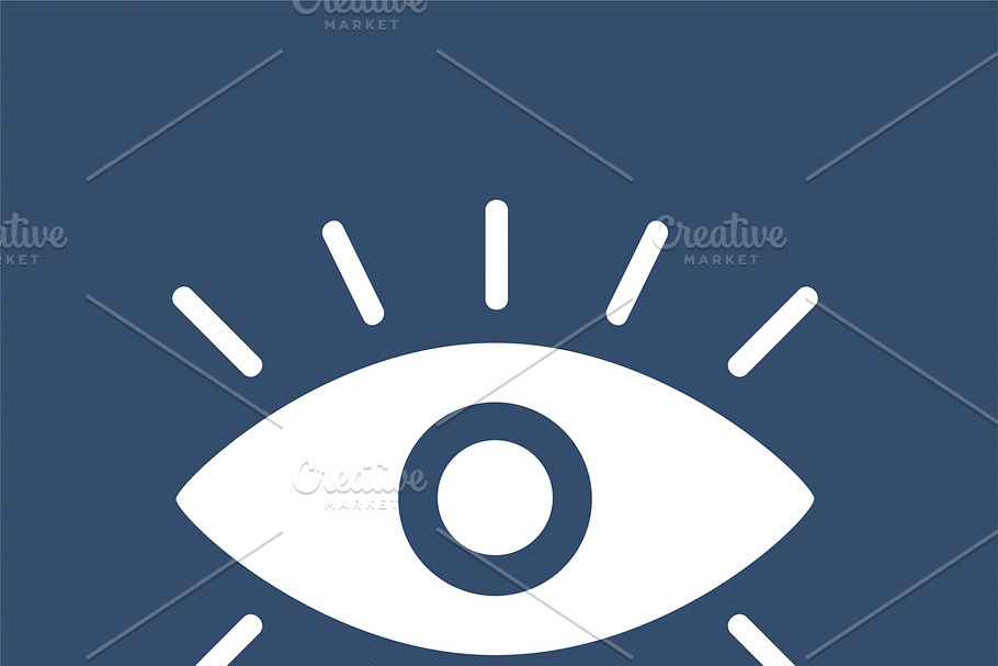 A white eye graphic icon