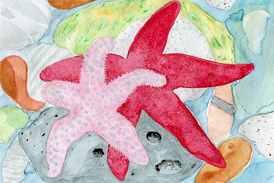 Sea Stars Watercolour Printable Art in Illustrations - product preview 8