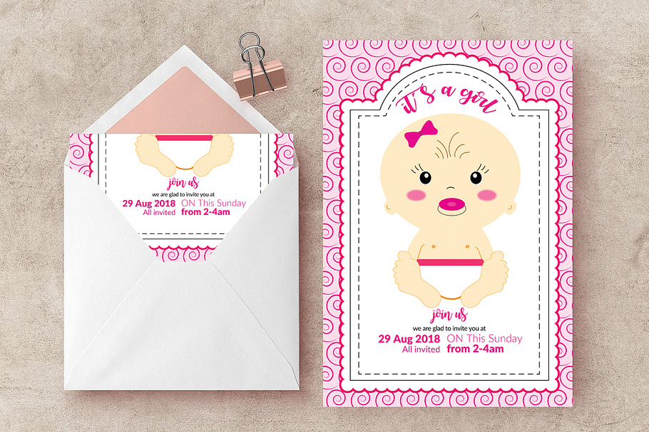Baby Announcement Invite Template in Flyer Templates - product preview 8