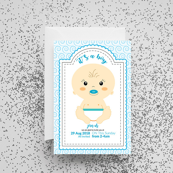 Baby Announcement Invite Template in Flyer Templates - product preview 2