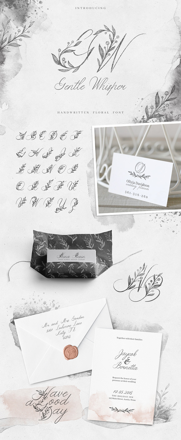 Gentle Whisper Floral Font in Monogram Fonts - product preview 10