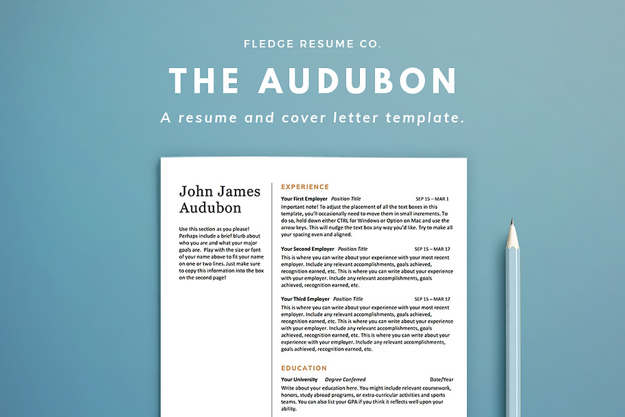 The Audubon Resume Set in Resume Templates - product preview 8
