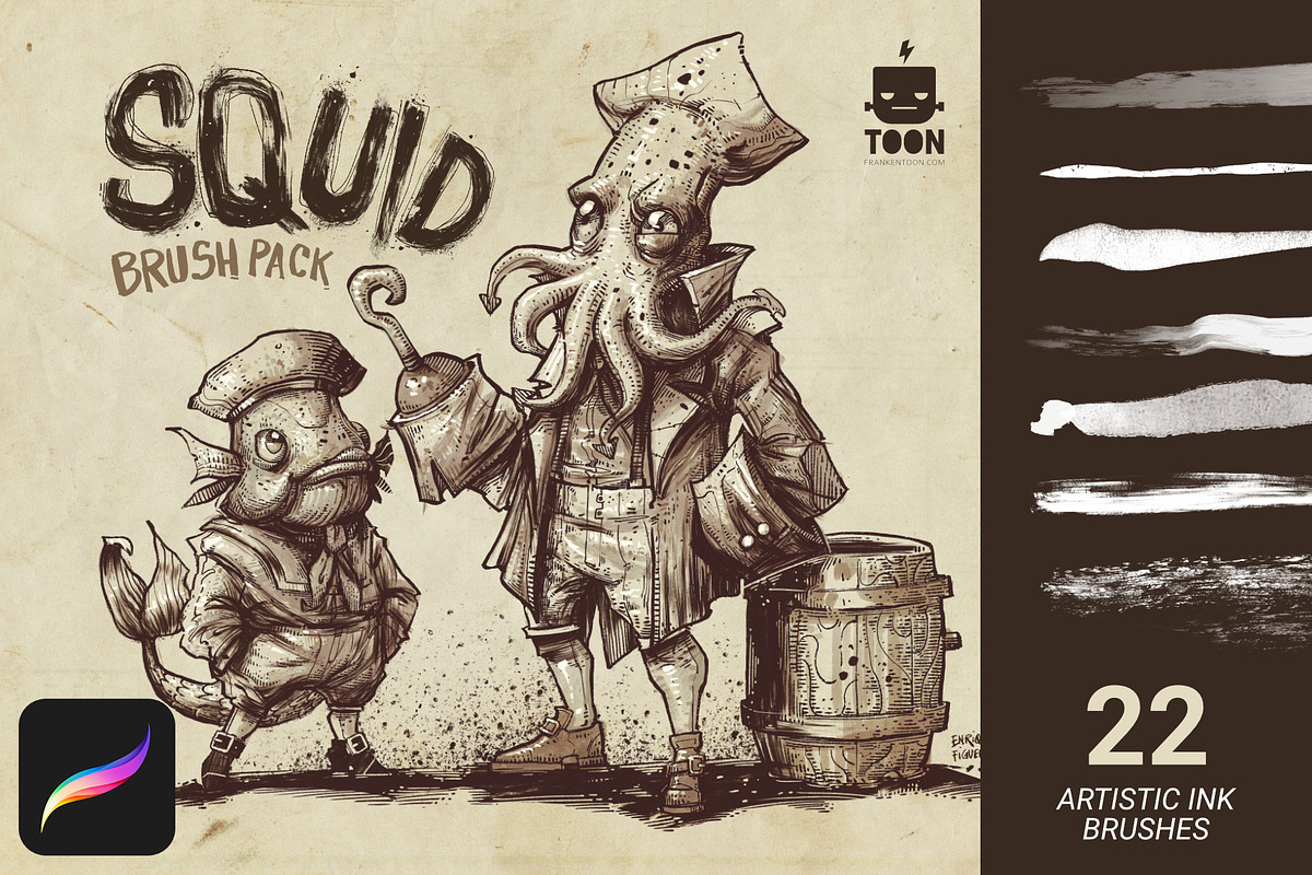 Squid Brush Pack for Procreate in Photoshop Brushes - product preview 8