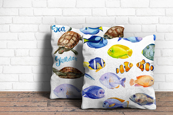 Marine life, watercolor fish in Illustrations - product preview 7