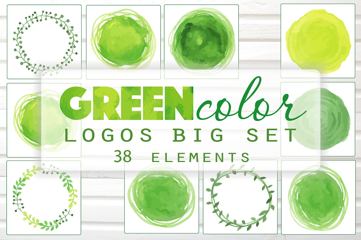 Green Watercolor Vector Logos Set in Illustrations - product preview 8