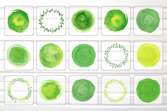 Green Watercolor Vector Logos Set in Illustrations - product preview 2