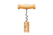 Corkscrew with cork. Device for open
