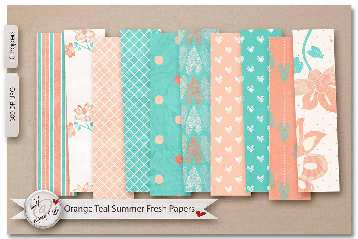 Orange Teal Summer Fresh  in Patterns - product preview 8