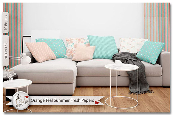 Orange Teal Summer Fresh  in Patterns - product preview 2