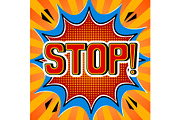 Stop word comic book pop art vector illustration