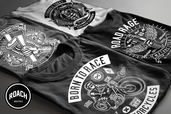  100 Vector Tshirt Designs ( B/W ) in Illustrations - product preview 1