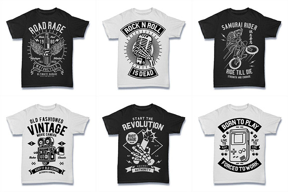 100 Vector Tshirt Designs ( B/W ) in Illustrations - product preview 9