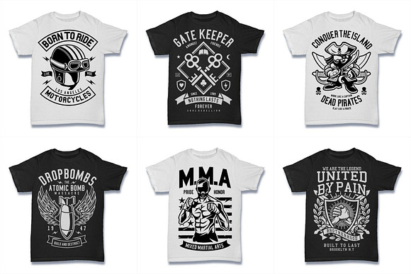  100 Vector Tshirt Designs ( B/W ) in Illustrations - product preview 11