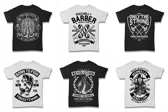  100 Vector Tshirt Designs ( B/W ) in Illustrations - product preview 12