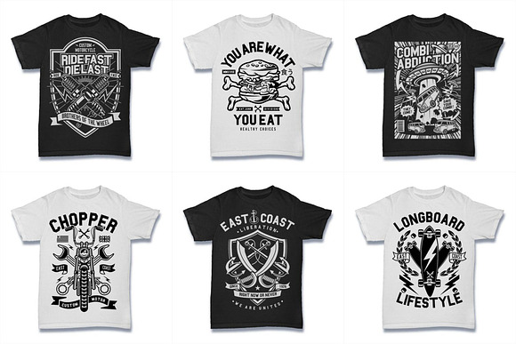  100 Vector Tshirt Designs ( B/W ) in Illustrations - product preview 13