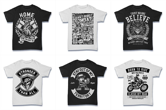  100 Vector Tshirt Designs ( B/W ) in Illustrations - product preview 14