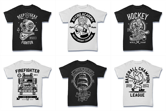  100 Vector Tshirt Designs ( B/W ) in Illustrations - product preview 15