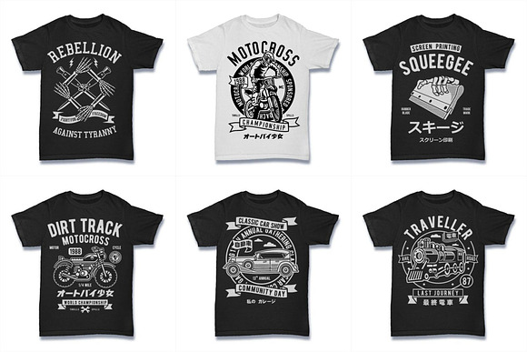  100 Vector Tshirt Designs ( B/W ) in Illustrations - product preview 17