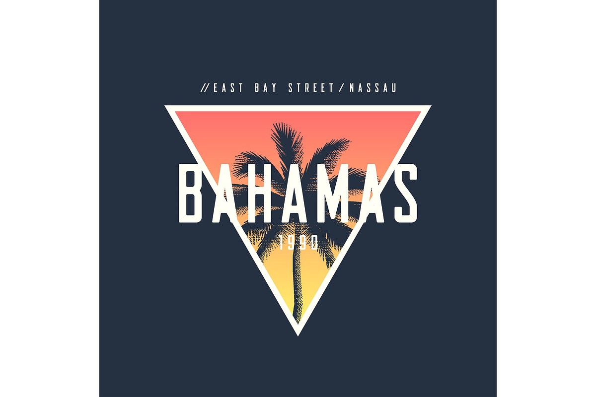 Bahamas Nassau t-shirt and apparel design with rough palm tree,  in Illustrations - product preview 8