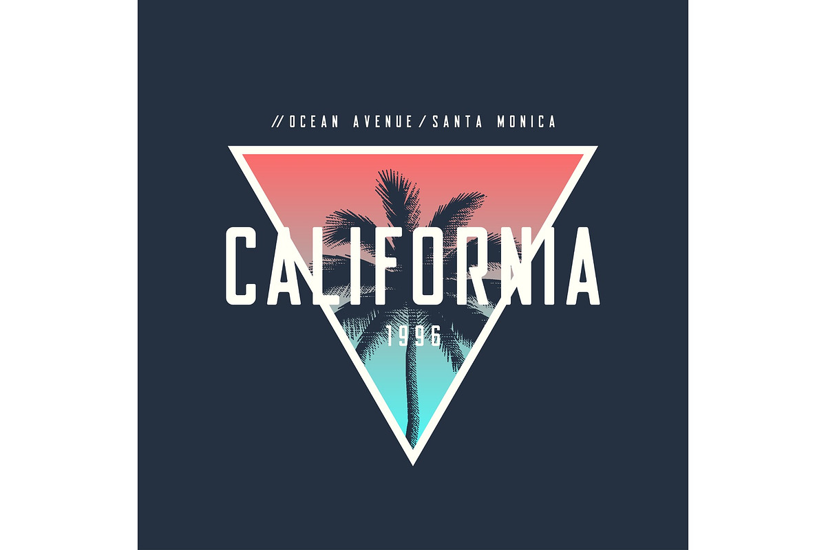 California Ocean Avenue t-shirt and apparel design with rough pa in Illustrations - product preview 8