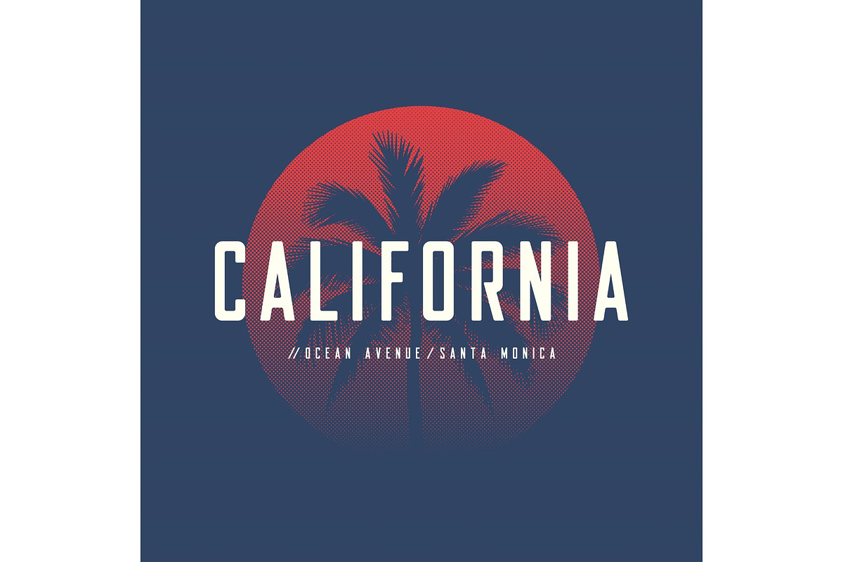 California Ocean Avenue t-shirt and apparel design with palm tre in Illustrations - product preview 8