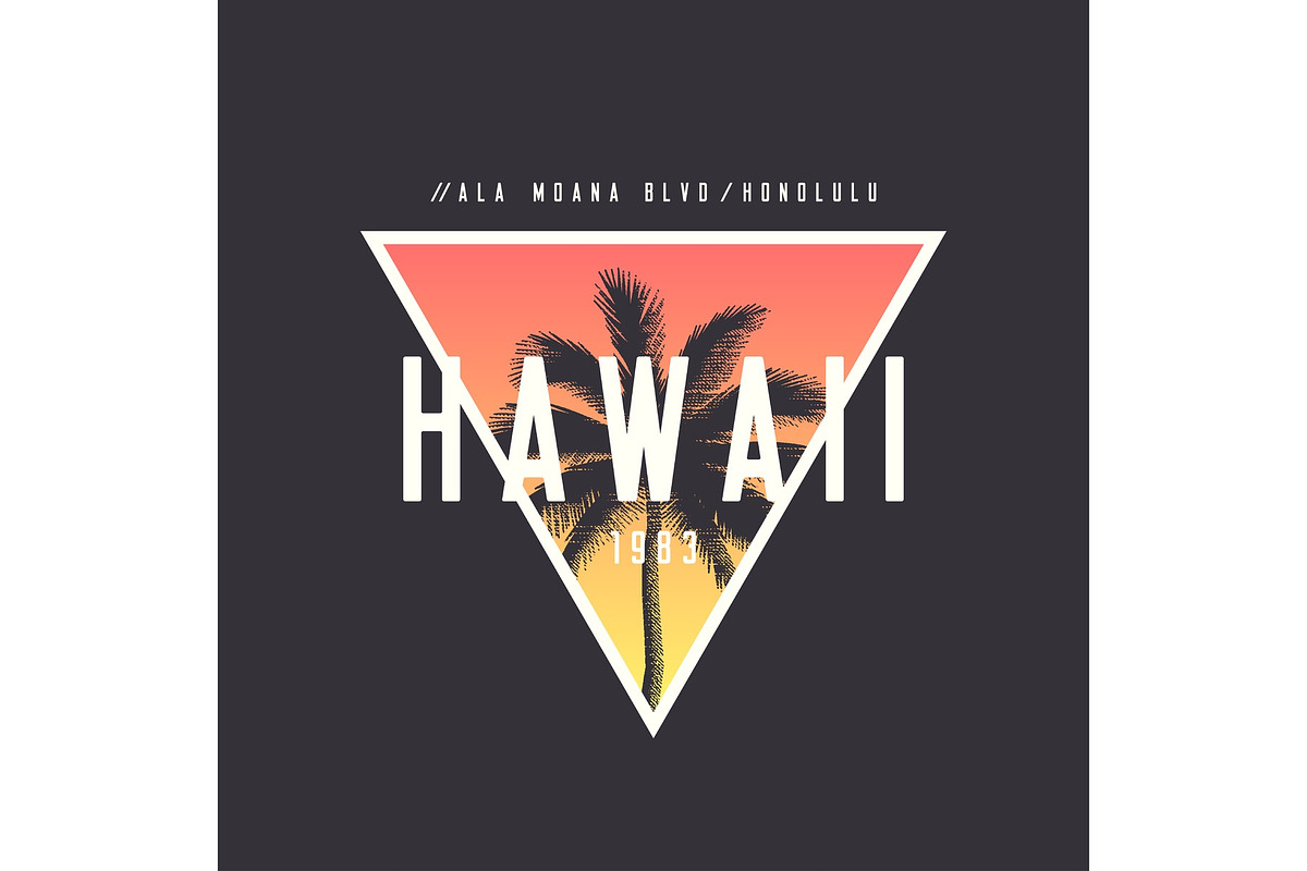 Hawaii Honolulu t-shirt and apparel design with rough palm tree, in Illustrations - product preview 8