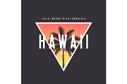 Hawaii Honolulu t-shirt and apparel design with rough palm tree,