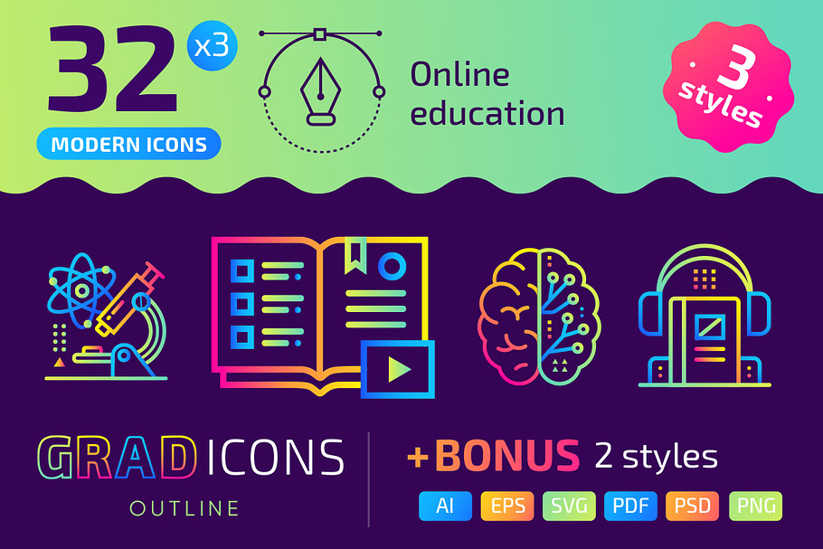 32+ Online education : : GRADICONS in Graphics - product preview 8