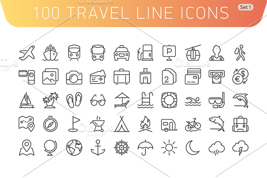 Travel Line Icons. Set 1 in Travel Icons - product preview 8