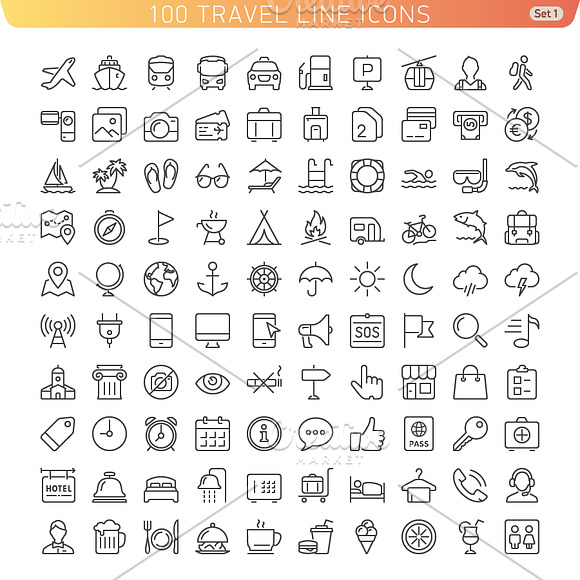 Travel Line Icons. Set 1 in Travel Icons - product preview 1