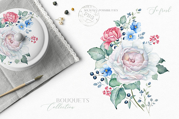 Delicate Watercolor Florals in Illustrations - product preview 3