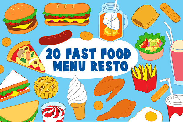 Fast Food Menu Resto Vector Art