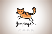 Happy Jumping Cat Logo Template